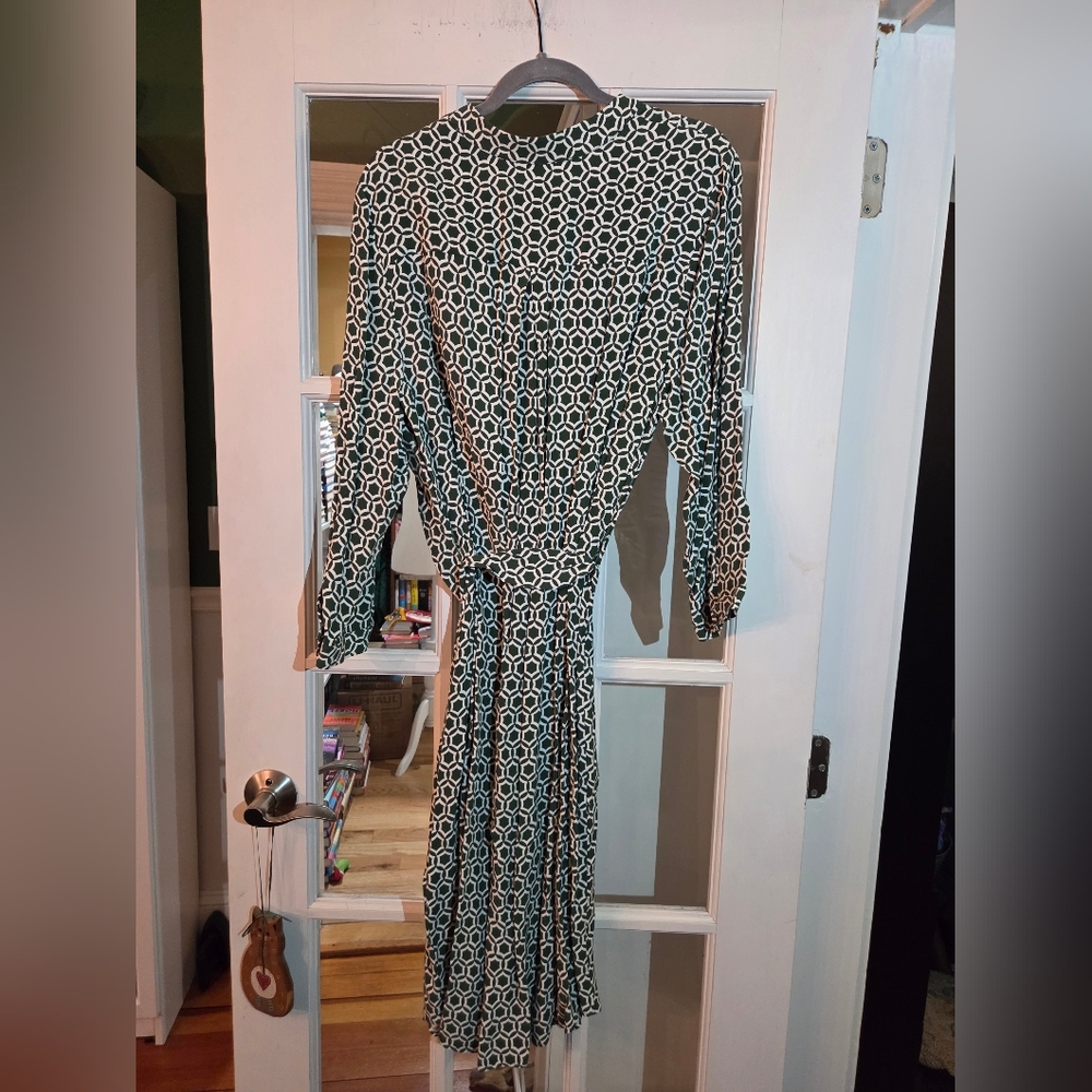 Boden Green Geometric Midi Dress UK 18/US 14 - Picture 5 of 9
